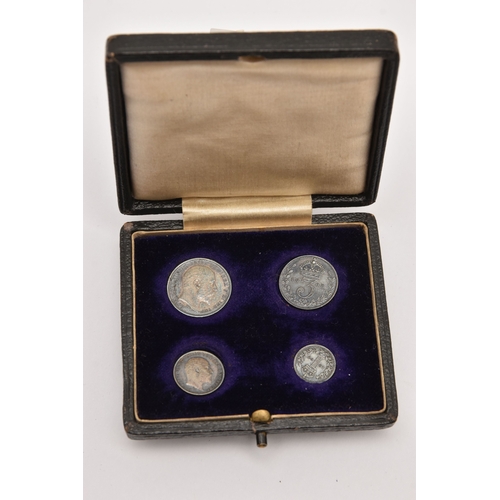 193 - SET OF CASED 1908 MAUNDY COINS, in very good condition, complete in original fitted box
