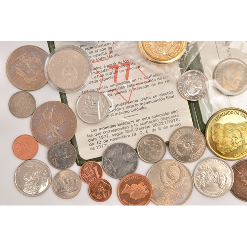 186 - A SMALL COLLECTION OF COINS FROM OVERSEAS to include coins from Spain, Soviet Union, Greece, Romania... 