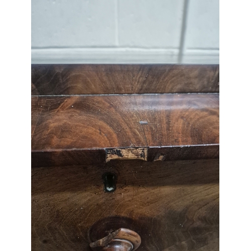 203 - A VICTORIAN MAHOGANY CHEST OF TWO SHORT OVER THREE LONG DRAWERS, the bottom drawer being a deep draw... 