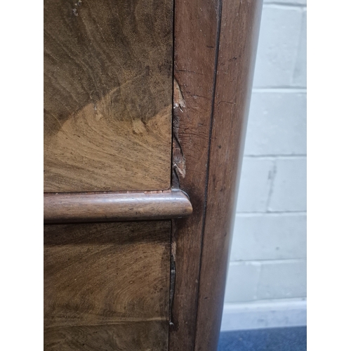 203 - A VICTORIAN MAHOGANY CHEST OF TWO SHORT OVER THREE LONG DRAWERS, the bottom drawer being a deep draw... 