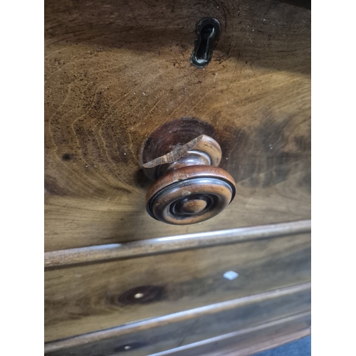 203 - A VICTORIAN MAHOGANY CHEST OF TWO SHORT OVER THREE LONG DRAWERS, the bottom drawer being a deep draw... 