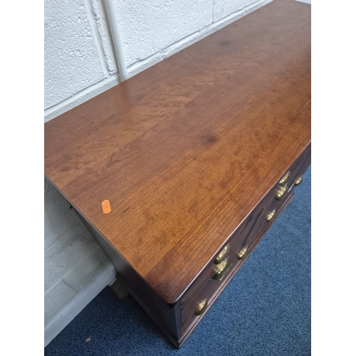 208 - A MODERN APOTHECARY STYLE BANK OF NINE DRAWERS, varying in size, width 110cm x depth 46cm x height 1... 