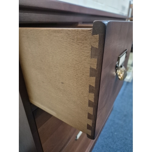 208 - A MODERN APOTHECARY STYLE BANK OF NINE DRAWERS, varying in size, width 110cm x depth 46cm x height 1... 