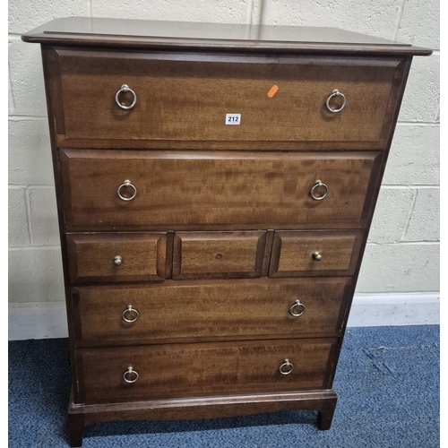 212 - A STAG MINSTREL CHEST OF SEVEN ASSORTED DRAWERS, width 83cm x depth 47cm x height 113cm, condition r... 