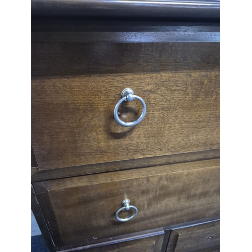 212 - A STAG MINSTREL CHEST OF SEVEN ASSORTED DRAWERS, width 83cm x depth 47cm x height 113cm, condition r... 