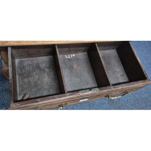 213 - A GEORGIAN OAK LOWBOY, fitted with a single frieze drawer, raised on cabriole legs, width 69cm x dep... 