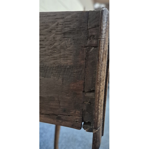 213 - A GEORGIAN OAK LOWBOY, fitted with a single frieze drawer, raised on cabriole legs, width 69cm x dep... 