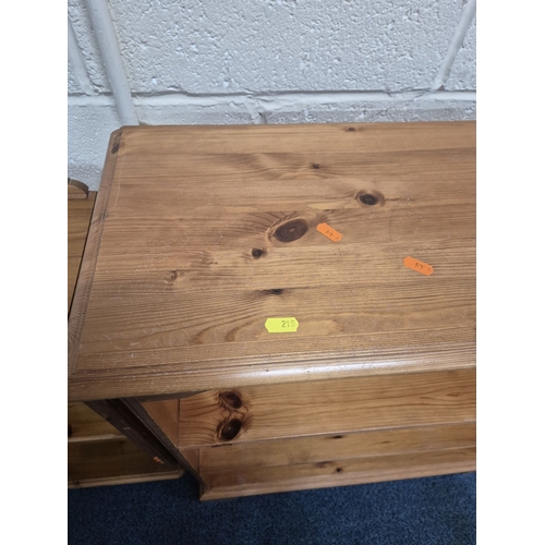 215 - TWO MODERN PINE OPEN BOOKCASES, largest bookcase width 93cm x depth 31cm x height 109cm, condition r... 