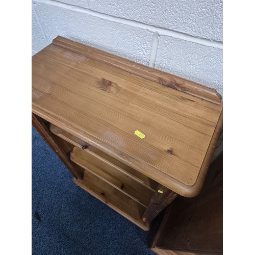 215 - TWO MODERN PINE OPEN BOOKCASES, largest bookcase width 93cm x depth 31cm x height 109cm, condition r... 