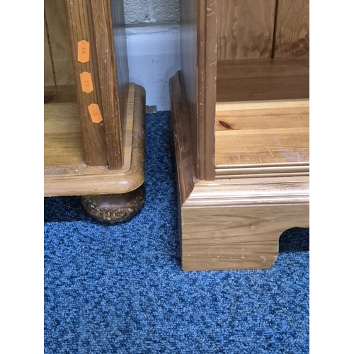 215 - TWO MODERN PINE OPEN BOOKCASES, largest bookcase width 93cm x depth 31cm x height 109cm, condition r... 