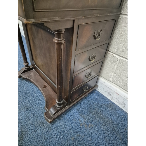 216 - AN EARLY 20TH CENTURY MAHOGANY DAVENPORT, with a small hinged compartment, a hinged leather writing ... 