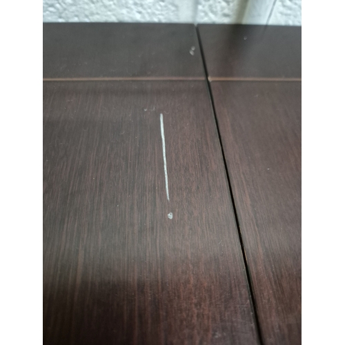 218 - A BRIDGECRAFT MAHOGANY TWIN PEDESTAL EXTENDING DINING TABLE, with one additional leaf, each pedestal... 