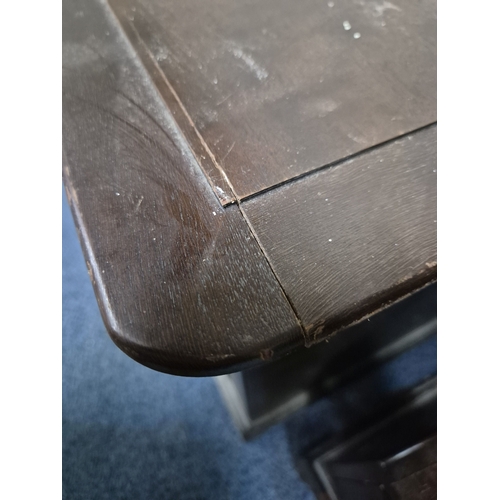 224 - A STAG MINSTREL BLANKET CHEST, width 97cm x depth 49cm x height 59cm, along with a bookcase, conditi... 