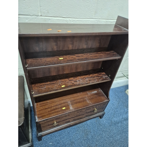 224 - A STAG MINSTREL BLANKET CHEST, width 97cm x depth 49cm x height 59cm, along with a bookcase, conditi... 