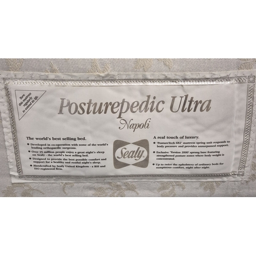228 - A SEALY POSTUREPEDIC ULTRA SINGLE DIVAN BED AND MATTRESS, along with a pine headboard, condition rep... 