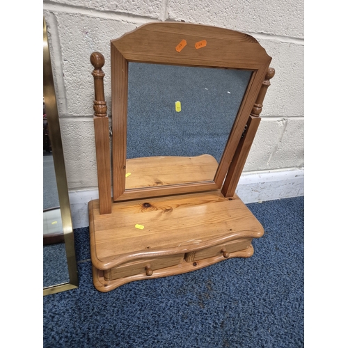 229 - FOUR MIRRORS, varying in shape, size, age, material, etc, largest mirror 124cm x 64cm, condition rep... 