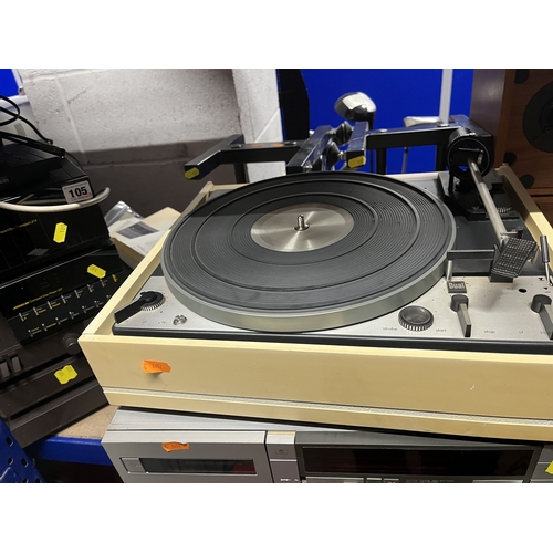 107 - A COLLECTION OF VINTAGE AUDIO EQUIPMENT, comprising a Dual 1229 turntable, a Technics M270X tape pla... 
