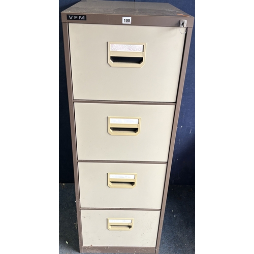 100 - A VFM FOUR DRAWER FILING CABINET, width 48cm x depth 62cm x height 162cm, condition report: paint fl... 