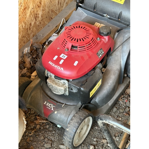 23 - A HONDA HRX 426 PETROL SELF-PROPELLED LAWNMOWER, with grass box, condition report: engine turns free... 