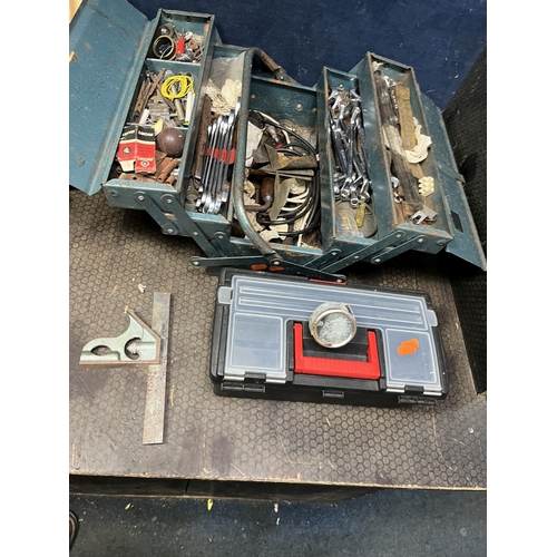 66 - TWO METAL AND TWO PLASTIC TOOLBOXES CONTAINING TOOLS, including Gordon and Bedford spanners, a Rabon... 