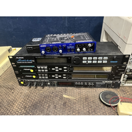 75 - A COLLECTION OF RACKMOUNT ABLE MUSIC ELECTRONICS: including two Peavey Autograph 2 graphic equaliser... 
