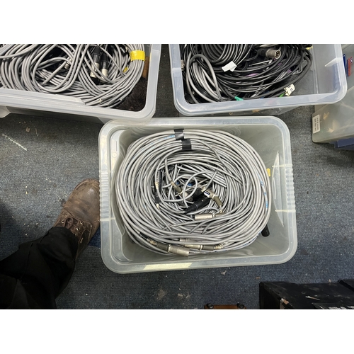 76 - A LARGE COLLECTION OF AUDIO VISUAL CABLES AND ELECTRONIC EQUIPMENT: including video mixers, audio mi... 