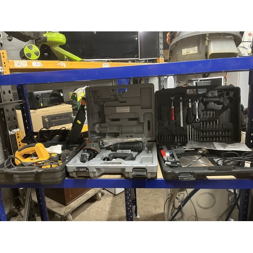 84 - A COLLECTION OF POWER TOOLS: including a Rotozip in case, a Nu Power drill set, a JCB planer and a B... 