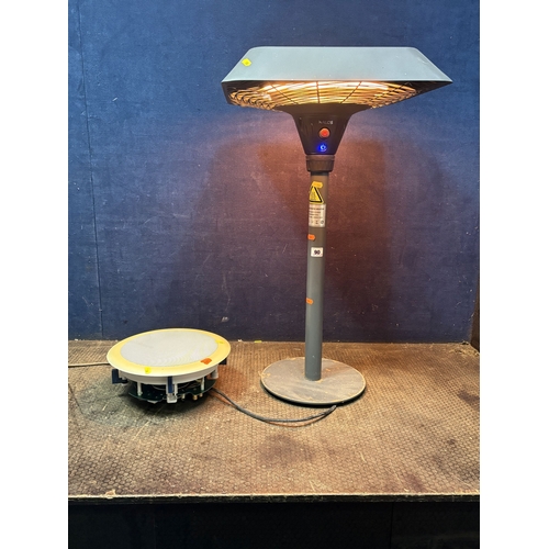 90 - A PATIO HEATER, and a TruAudio R1-8 8'' poly in-ceiling speaker, condition report: PAT pass and heat... 