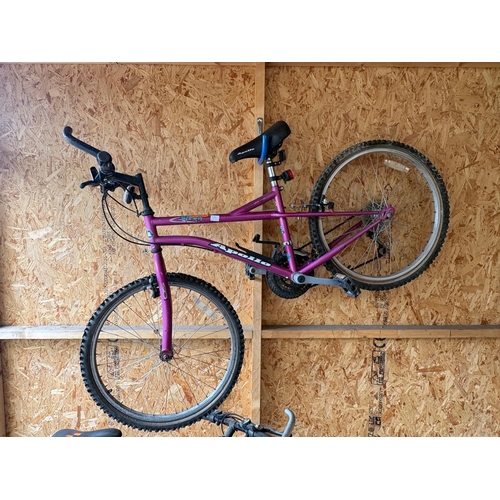 28 - THREE VARIOUS BICYCLES, including an Apollo pink girls bike, a Raleigh cyclone gents bike and a Rale... 