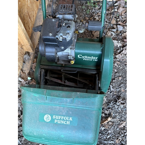 29 - A SUFFOLK PUNCH 14s PETROL CYLINDER LAWNMOWER, engine turns but has not been tested