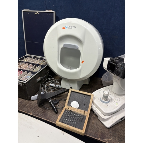 52 - A SELECTION OF OPTICIANS EQUIPMENT, to include a Canon digital retinal camera CR-2, an Optopol PTS 9... 