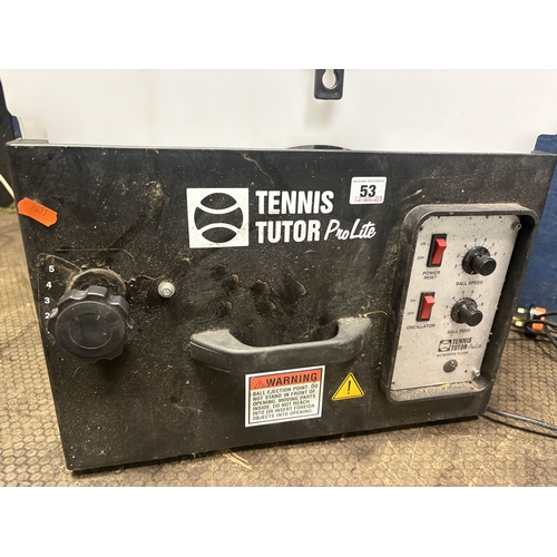 53 - A TENNIS TUTOR PRO LITE TENNIS BALL MACHINE, PAT pass and tested working