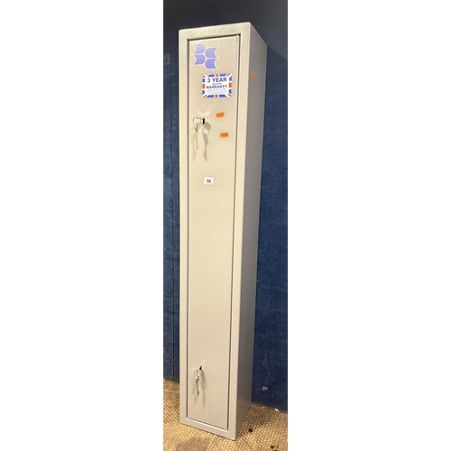 56 - A BRATTONSOUND ENGINEERING LTD GUN SAFE, with the space for three guns, four keys