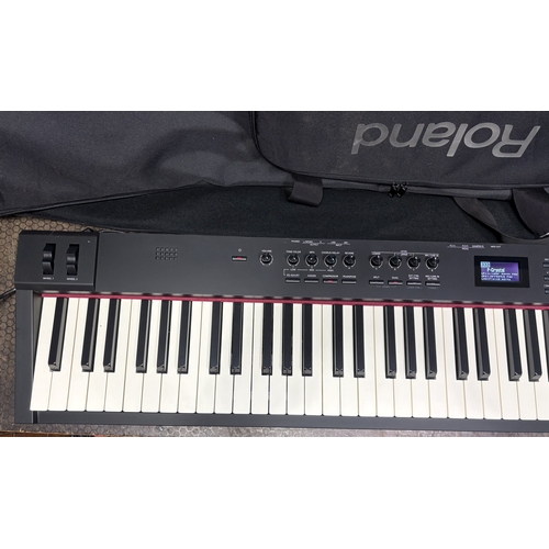 61 - A ROLAND RD-88 STAGE PIANO / SYNTHESIZER, with soft case, Gravity folding stand, folding stool, and ... 