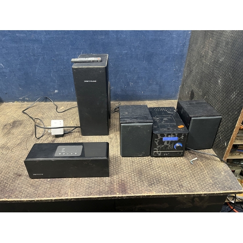 68 - A BUSH HI FI with matching speakers (PAT pass and working) and an Orbit Sound subwoofer and soundbar... 