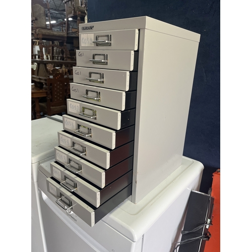 70 - A BISLEY TEN DRAWER FILING CABINET, width 28cm, depth 40cm, height 59cm