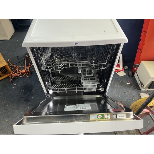 72 - AN INDESIT DISHWASHER width 60cm, depth 60cm, height 85cm (PAT pass, powers up but not tested any fu... 