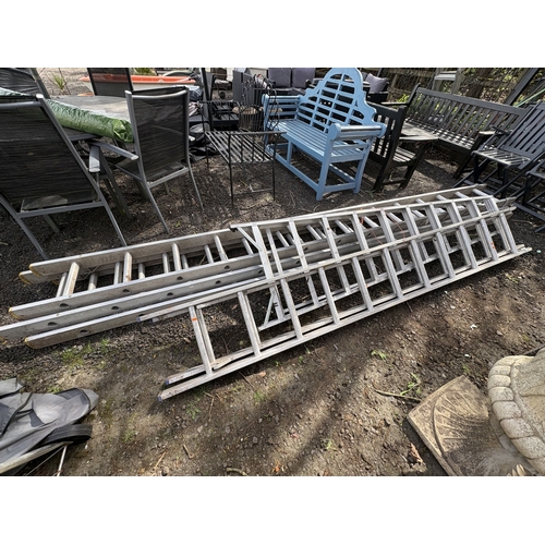 9 - A SELECTION OF ALUMINIUM LADDERS, to include a Lyte triple extension ladder, extended length 9.92m, ... 