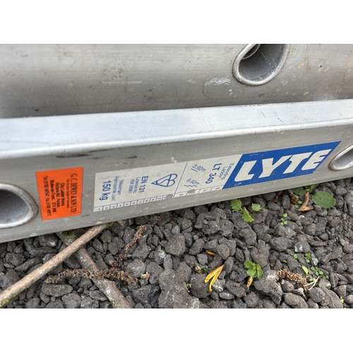 9 - A SELECTION OF ALUMINIUM LADDERS, to include a Lyte triple extension ladder, extended length 9.92m, ... 