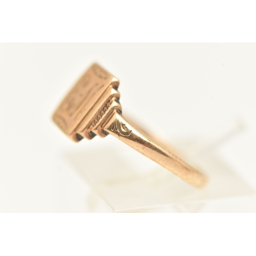 416 - A 9CT YELLOW GOLD SIGNET RING, monogram engraving 'EM', approximate width 8mm, hallmarked 9ct London... 