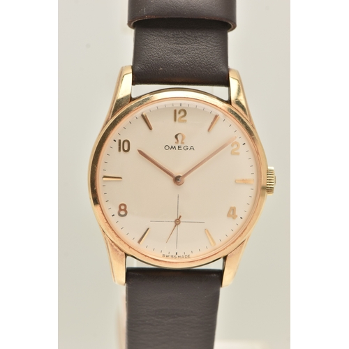 472 - A 9CT YELLOW GOLD 'OMEGA' GENTS WRISTWATCH, hand wound movement, round dial signed 'Omega', Arabic n... 