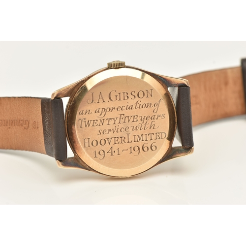 472 - A 9CT YELLOW GOLD 'OMEGA' GENTS WRISTWATCH, hand wound movement, round dial signed 'Omega', Arabic n... 