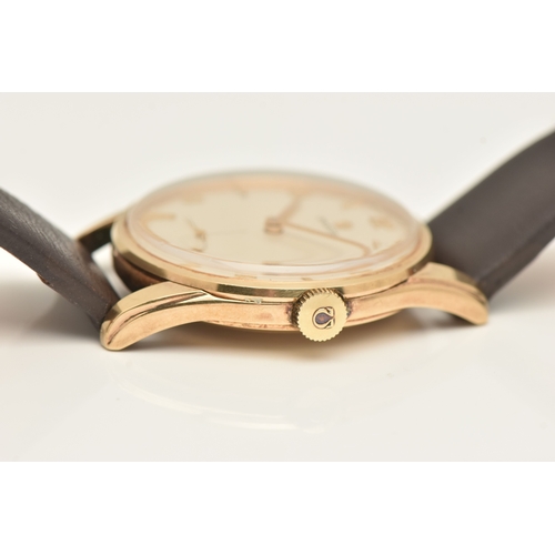 472 - A 9CT YELLOW GOLD 'OMEGA' GENTS WRISTWATCH, hand wound movement, round dial signed 'Omega', Arabic n... 