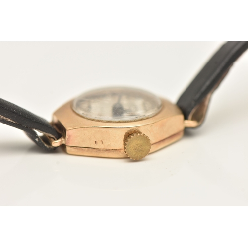 473 - A 9CT YELLOW GOLD LADIES WRISTWATCH, hand wound movement, round dial signed 'Corvette', yellow gold ... 