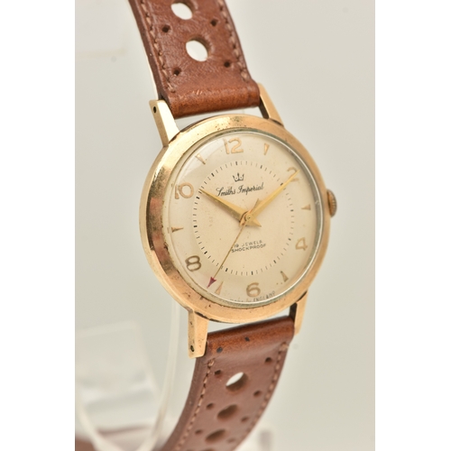475 - A GENTS 9CT GOLD 'SMITHS IMPERIAL' WRISTWATCH, manual wind, round silvered dial signed 'Smiths Imper... 