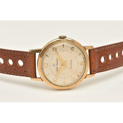 475 - A GENTS 9CT GOLD 'SMITHS IMPERIAL' WRISTWATCH, manual wind, round silvered dial signed 'Smiths Imper... 