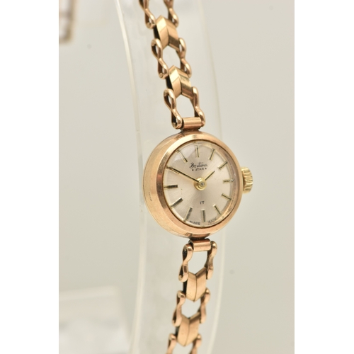 476 - A 9CT YELLOW GOLD LADIES WRISTWATCH, hand wound movement, round dial signed 'Bentima star', approxim... 