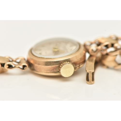476 - A 9CT YELLOW GOLD LADIES WRISTWATCH, hand wound movement, round dial signed 'Bentima star', approxim... 