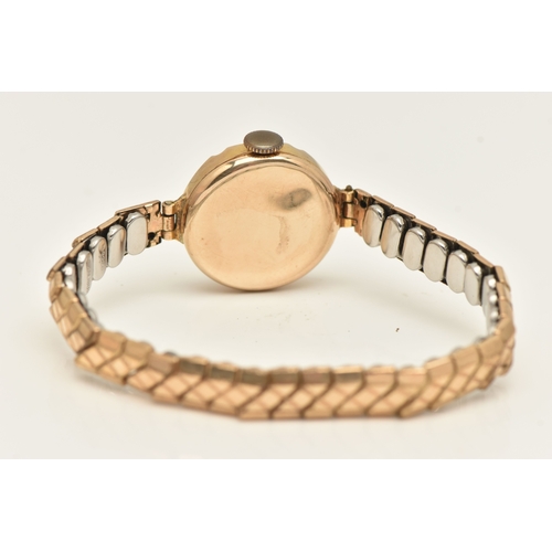 479 - A LADIES BOXED 9CT GOLD CASED WRISTWATCH, manual wind, round silvered Arabic numeral dial, blue stee... 