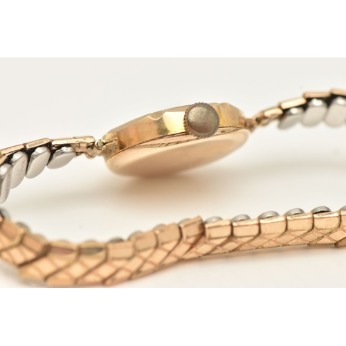 479 - A LADIES BOXED 9CT GOLD CASED WRISTWATCH, manual wind, round silvered Arabic numeral dial, blue stee... 